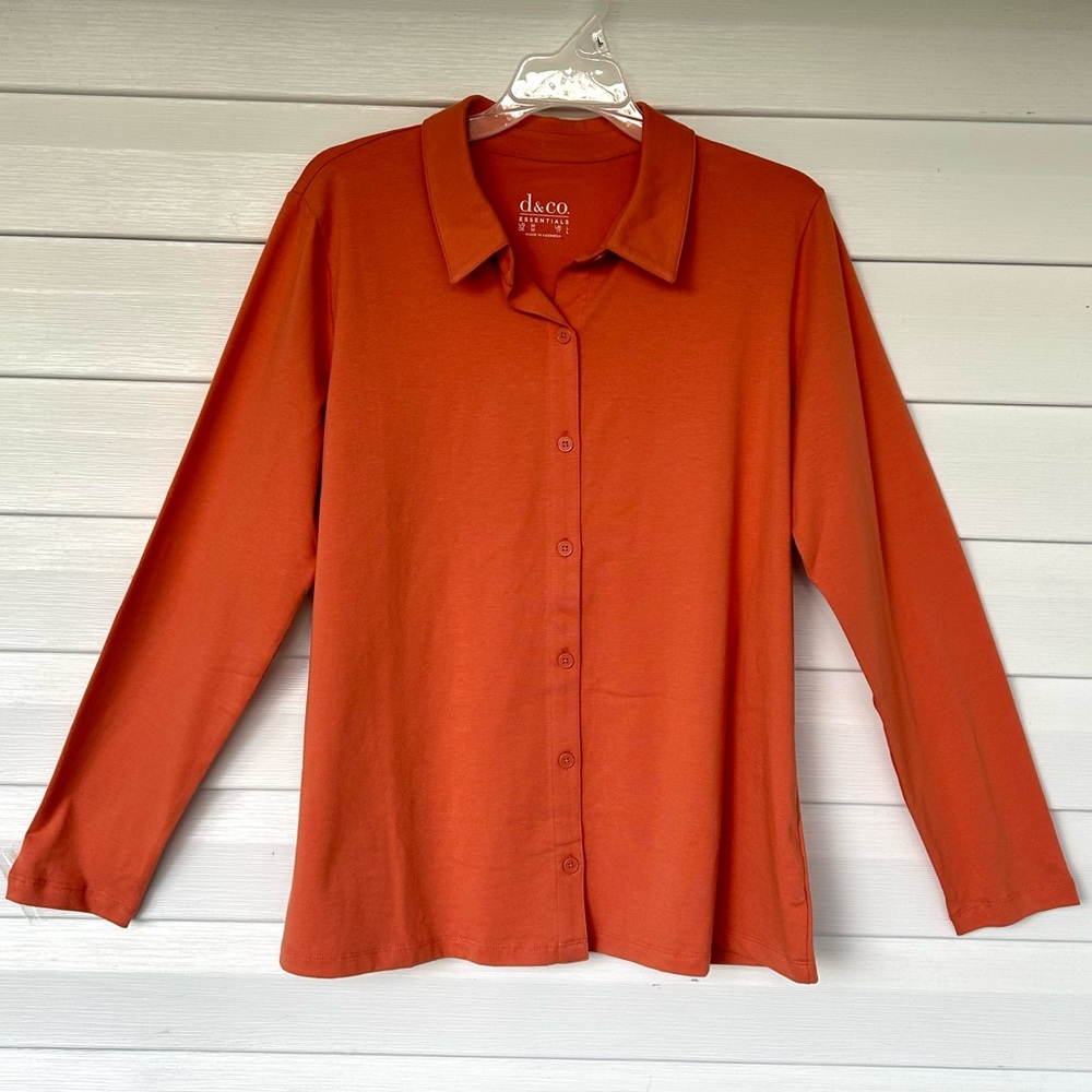 NWT Women’s Button Front, Fall Orange, Soft, Stretch Top- medium